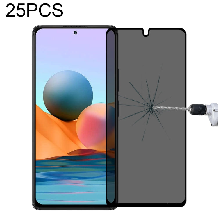 Tempered glass privacy screen protector film, full cover, 25-pack, covers phone with blue-orange display