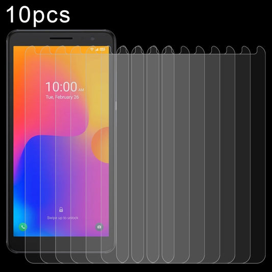 Set of 10 clear tempered glass screen protectors for smartphone with rounded edges