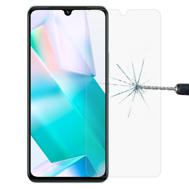 Tempered glass screen protector film on a smartphone screen, showing crack protection.