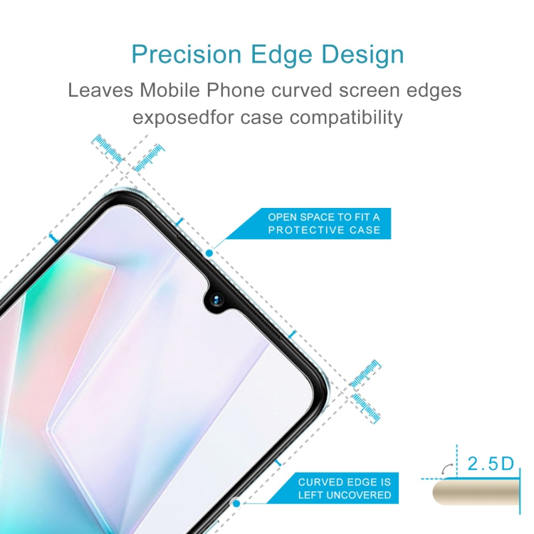 2.5D curved tempered glass screen protector with precision edge cut for phone cases.