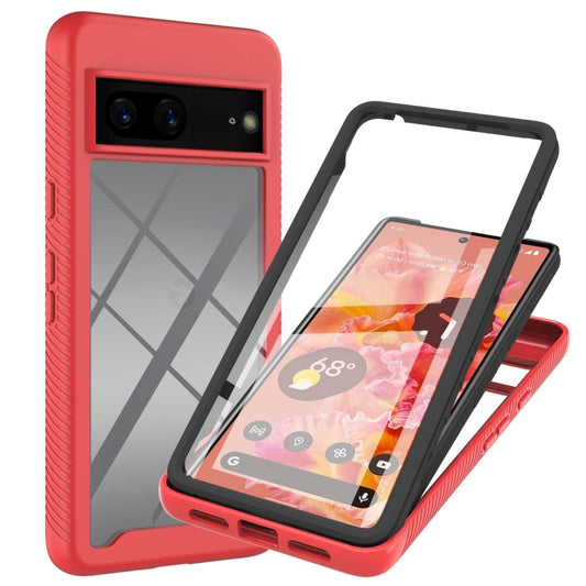 Red rugged phone case with black screen cover and raised camera cutout