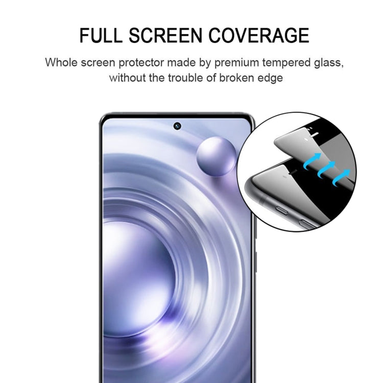 Curved edge tempered glass screen protector film shown over a smartphone screen