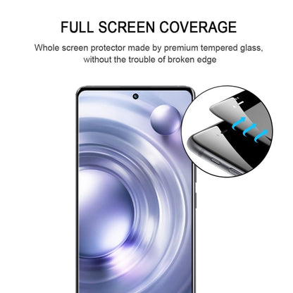 Curved edge tempered glass screen protector film shown over a smartphone screen
