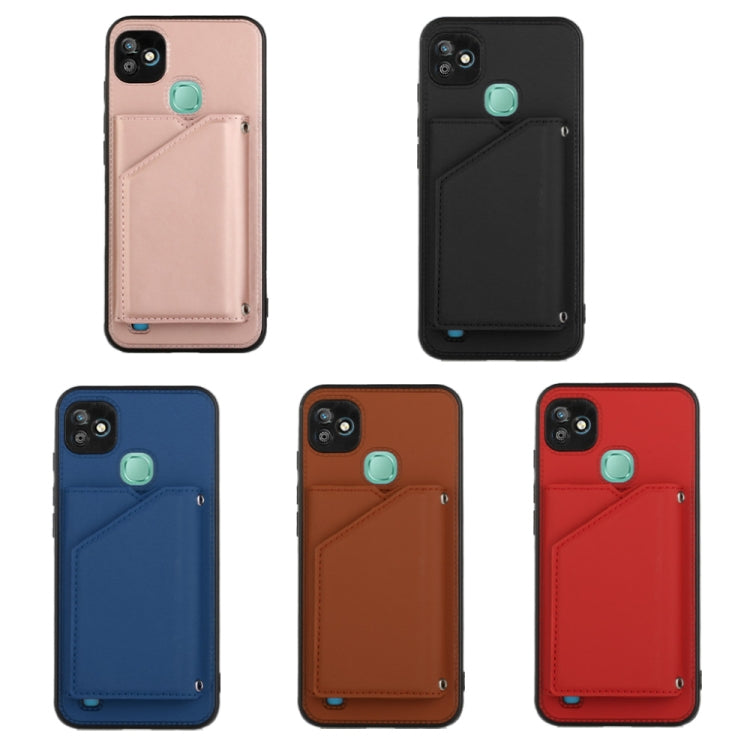 Multi-color folio phone cases: pink, black, blue, brown, and red with teal snaps