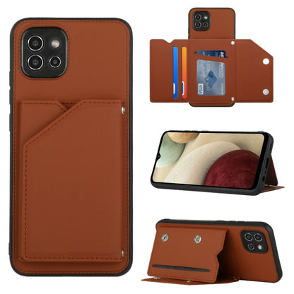 Brown PU leather phone case with card holder flap and flip stand