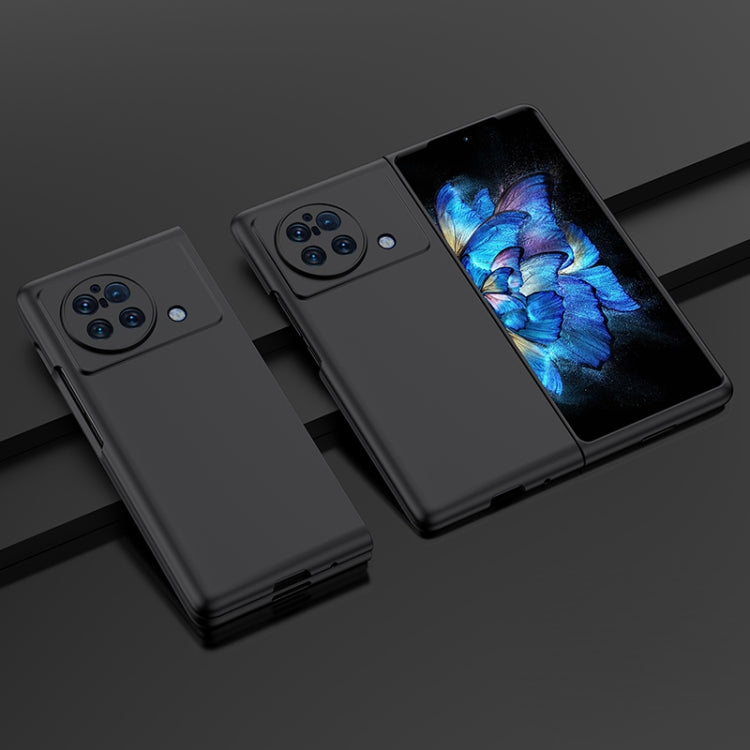 Black PC phone case for vivo X Fold with camera cutouts and side button openings