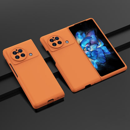 Orange PC phone case for vivo X Fold with camera cutouts and side button openings
