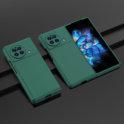 Green PC phone case for vivo X Fold with camera cutouts and side button openings