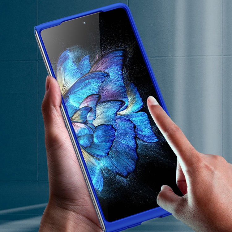 PC phone case for vivo X Fold, blue frame with cutouts for ports and camera
