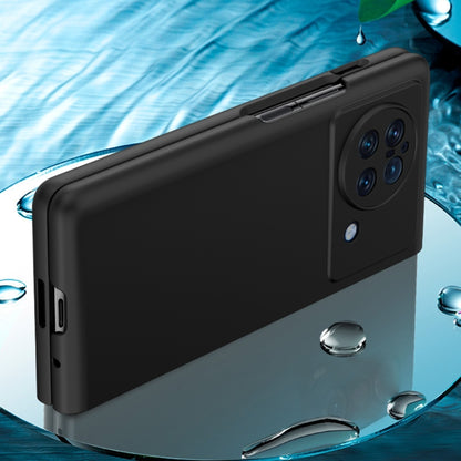 PC phone case for vivo X Fold, black back with camera lenses and side cutouts