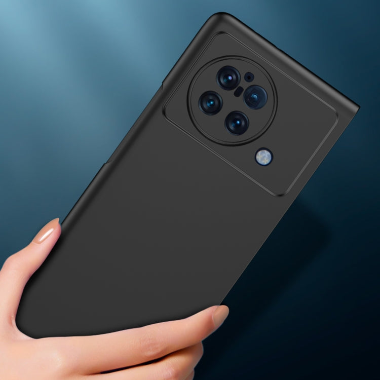 PC phone case for vivo X Fold, dark gray/black back held in hand