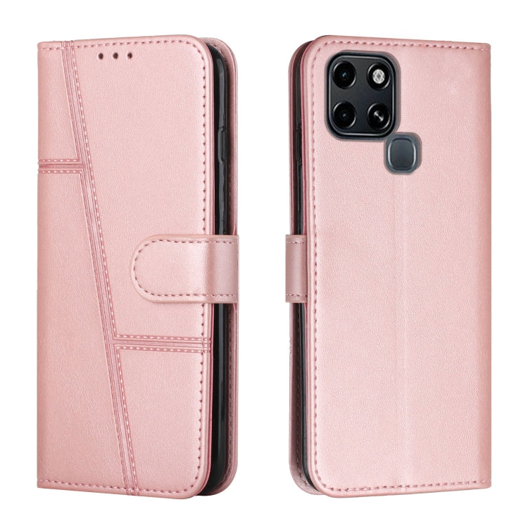 Pink leather folio phone case with buckle strap and stitched panel detailing