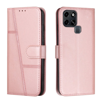 Pink leather folio phone case with buckle strap and stitched panel detailing