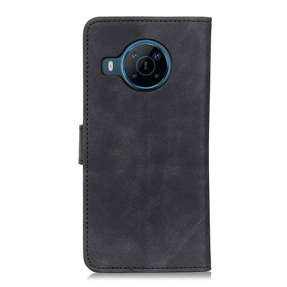 Black leather phone wallet case with camera cutout on back cover