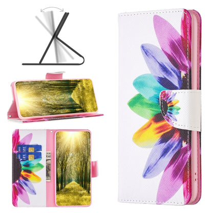 White leather phone case with colorful butterfly pattern, wide strap, flip cover
