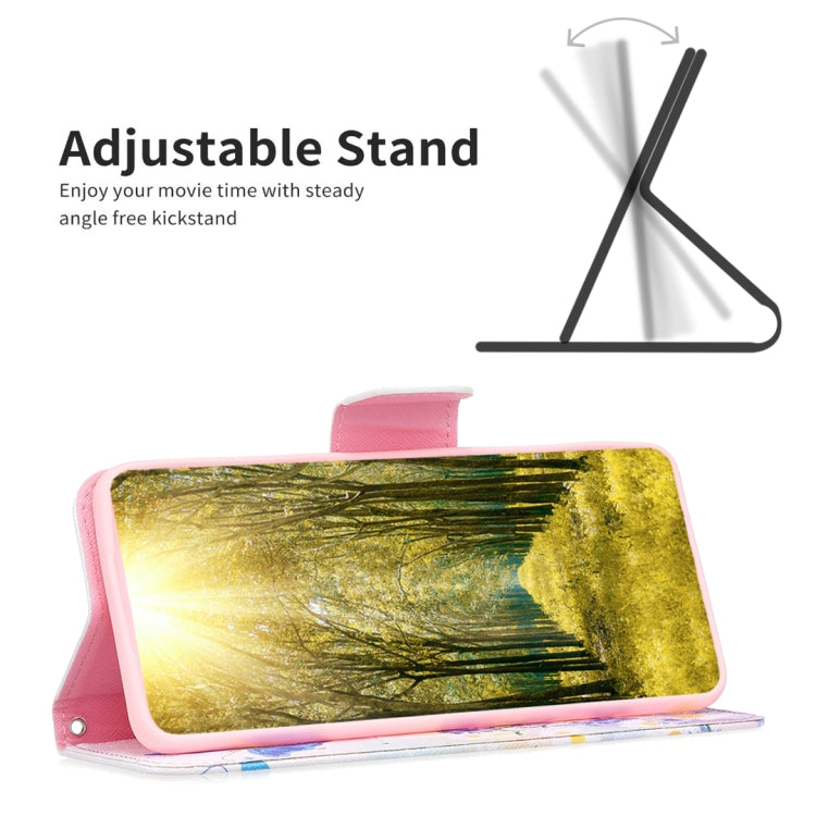 Leather phone case wallet with daisy floral print and built-in adjustable stand
