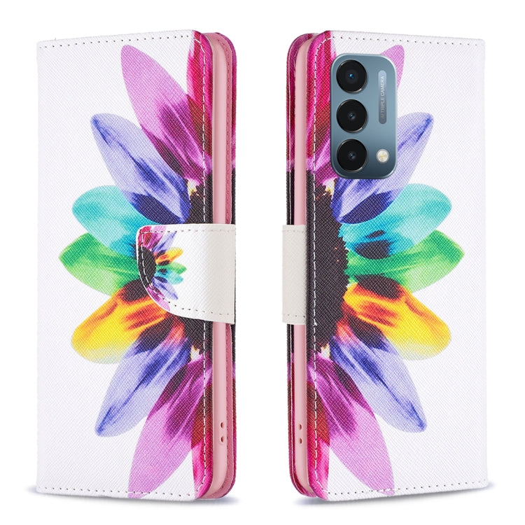 Leather phone case wallet with colorful butterfly floral print, magnetic flap