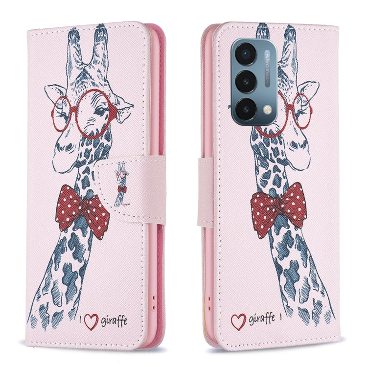 Giraffe sketch print flip leather phone case with bow ties on light pink