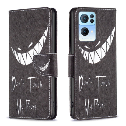 Leather phone case with dark fabric look, feather lines and 'My Phone' print, flip.