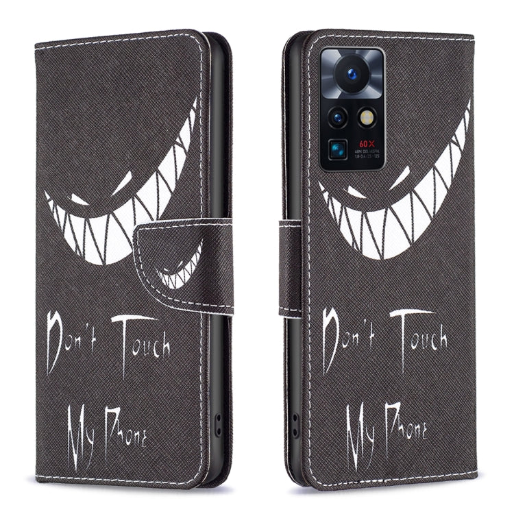Leather-style phone wallet case with dark cat graphic, “i'm Touch” text, magnetic flap.
