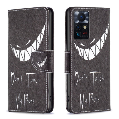 Leather-style phone wallet case with dark cat graphic, “i'm Touch” text, magnetic flap.