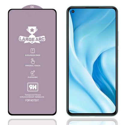9H tempered glass screen protector film with phone front, blue display