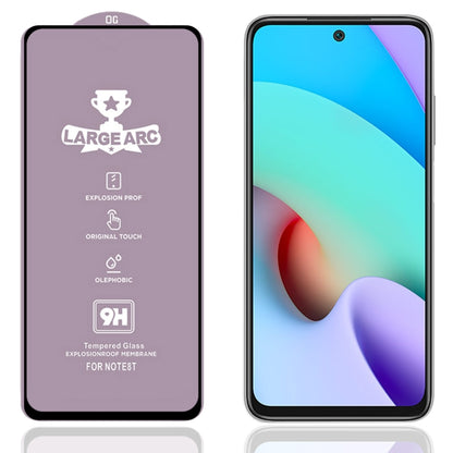 Tempered glass screen protector film for smartphone, clear, with rounded edges.