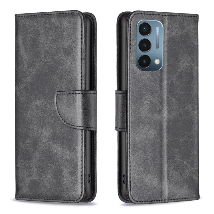 Lambskin-textured leather phone case, dark gray folio with flip cover and side strap