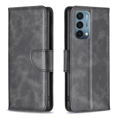 Lambskin-textured leather phone case, dark gray folio with flip cover and side strap