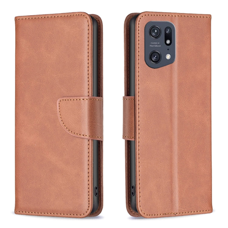 Lambskin-textured leather phone case, brown folio with flip cover and side strap