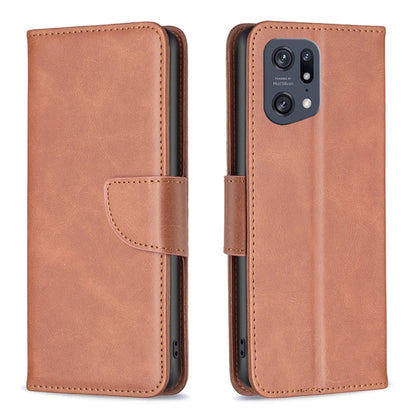 Lambskin-textured leather phone case, brown folio with flip cover and side strap