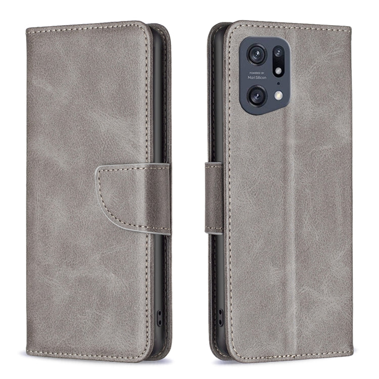 Lambskin-textured leather phone case, light gray folio with flip cover and side strap