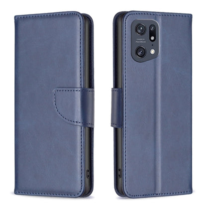 Lambskin-textured leather phone case, blue folio with flip cover and side strap