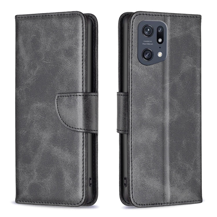 Lambskin-textured leather phone case, charcoal gray folio with flip cover and side strap