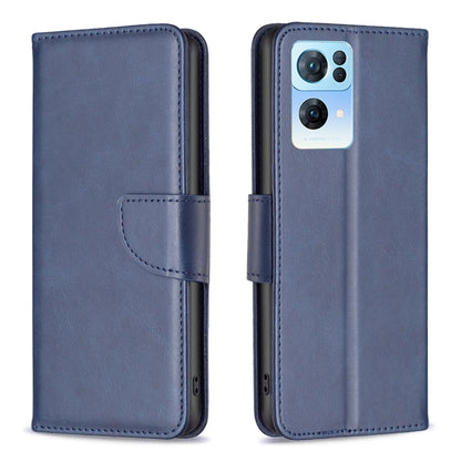 Lambskin-textured leather phone case, navy blue folio with flip cover and side strap