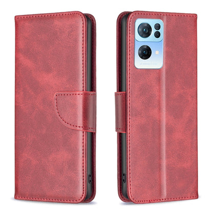 Lambskin-textured leather phone case, red folio with flip cover and side strap