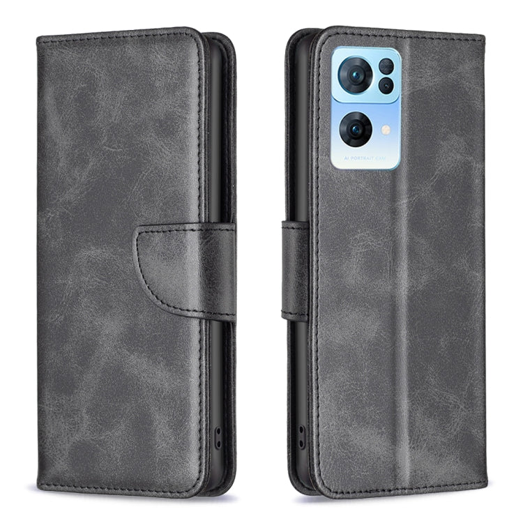 Lambskin texture phone case, dark gray folio with side strap and camera cutout