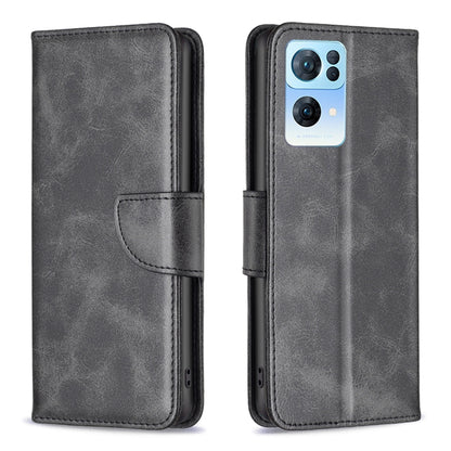 Lambskin texture phone case, dark gray folio with side strap and camera cutout
