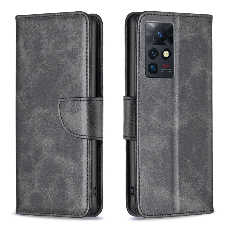 Grey lambskin texture leather phone case with magnetic flap and card slot