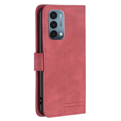 Red leather flip phone case with cutouts for camera and speaker, side edges
