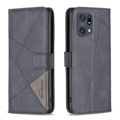 Dark gray magnetic leather phone case with rhombus texture, flip cover and card slot