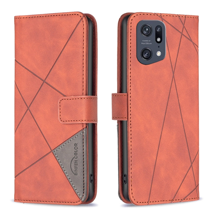 Orange magnetic leather phone case with rhombus texture, flip cover and card slot