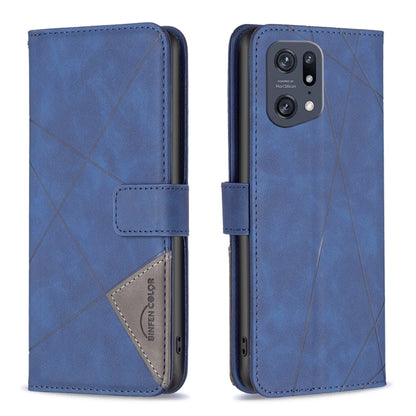 Blue magnetic leather phone case with rhombus texture, flip cover and card slot