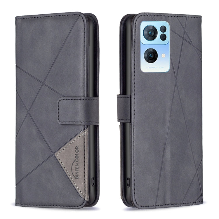 Dark gray magnetic leather phone case with rhombus texture, flip cover and card slot