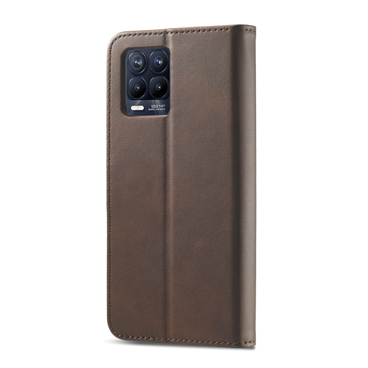 Coffee-brown leather phone case with camera cutout on the back