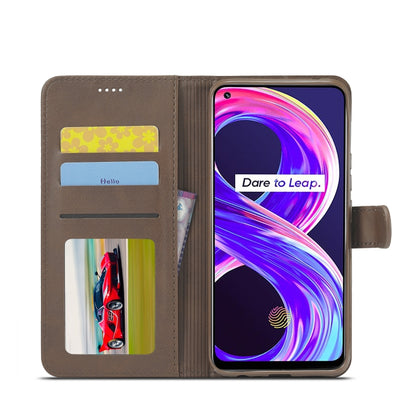 Coffee-brown leather wallet phone case with card slots and front phone window