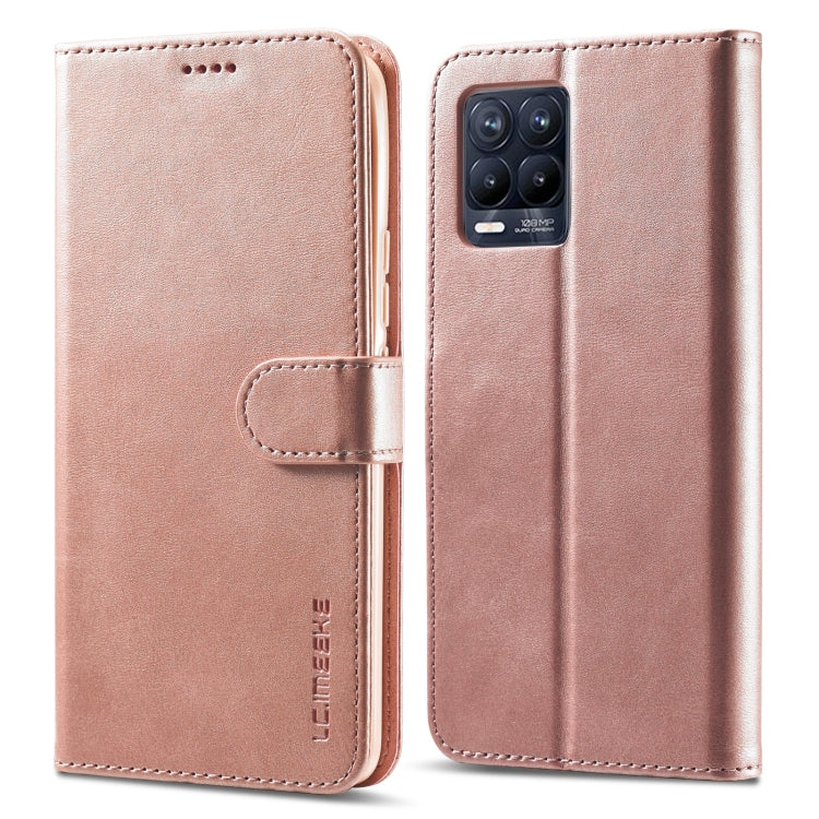 Rose gold calf texture leather flip phone case with card holder pocket and camera cutout