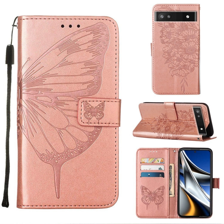 Light pink embossed butterfly leather phone case with folio stand and card slots