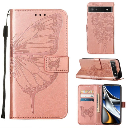 Rose pink embossed butterfly leather phone case with folio stand and card slots