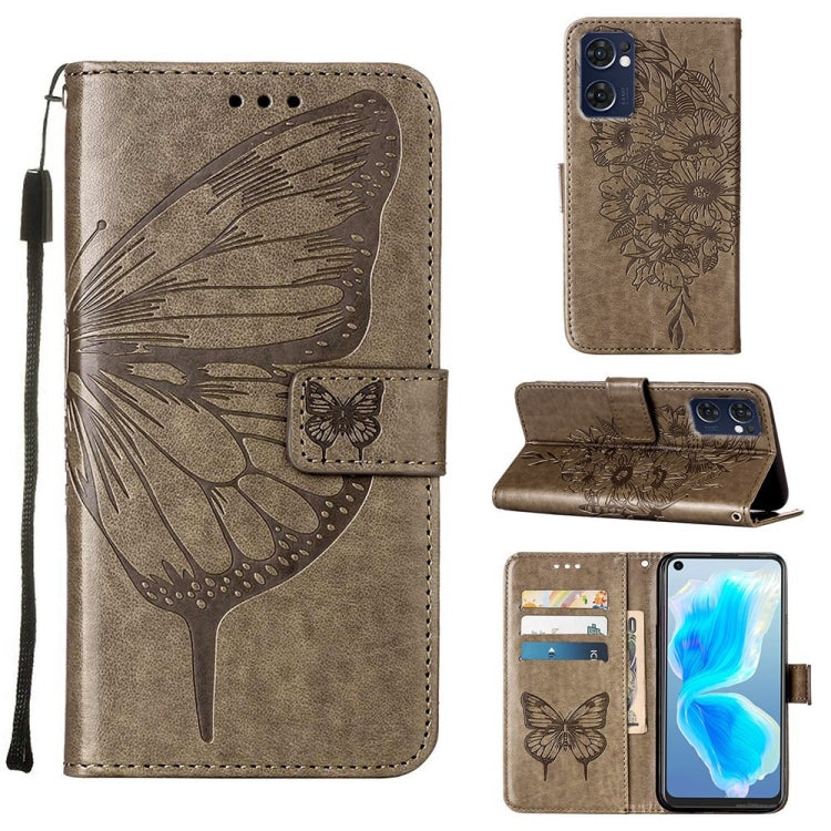 Taupe embossed butterfly leather folio phone case with card slots and flip stand